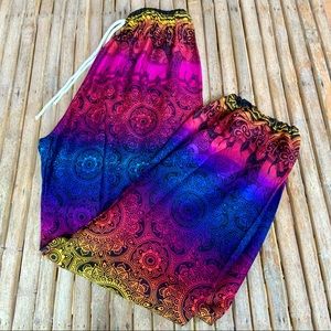 Rainbow Mandala Elephant Harem Pants